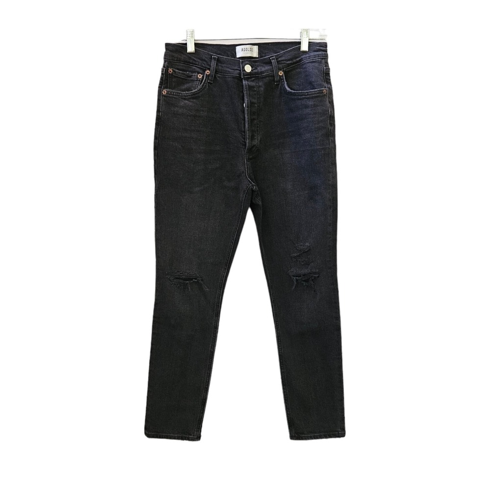 AGOLDE Nico Jeans Womens‎ 30 Black Distressed High Rise Grunge Edgy Sustainable